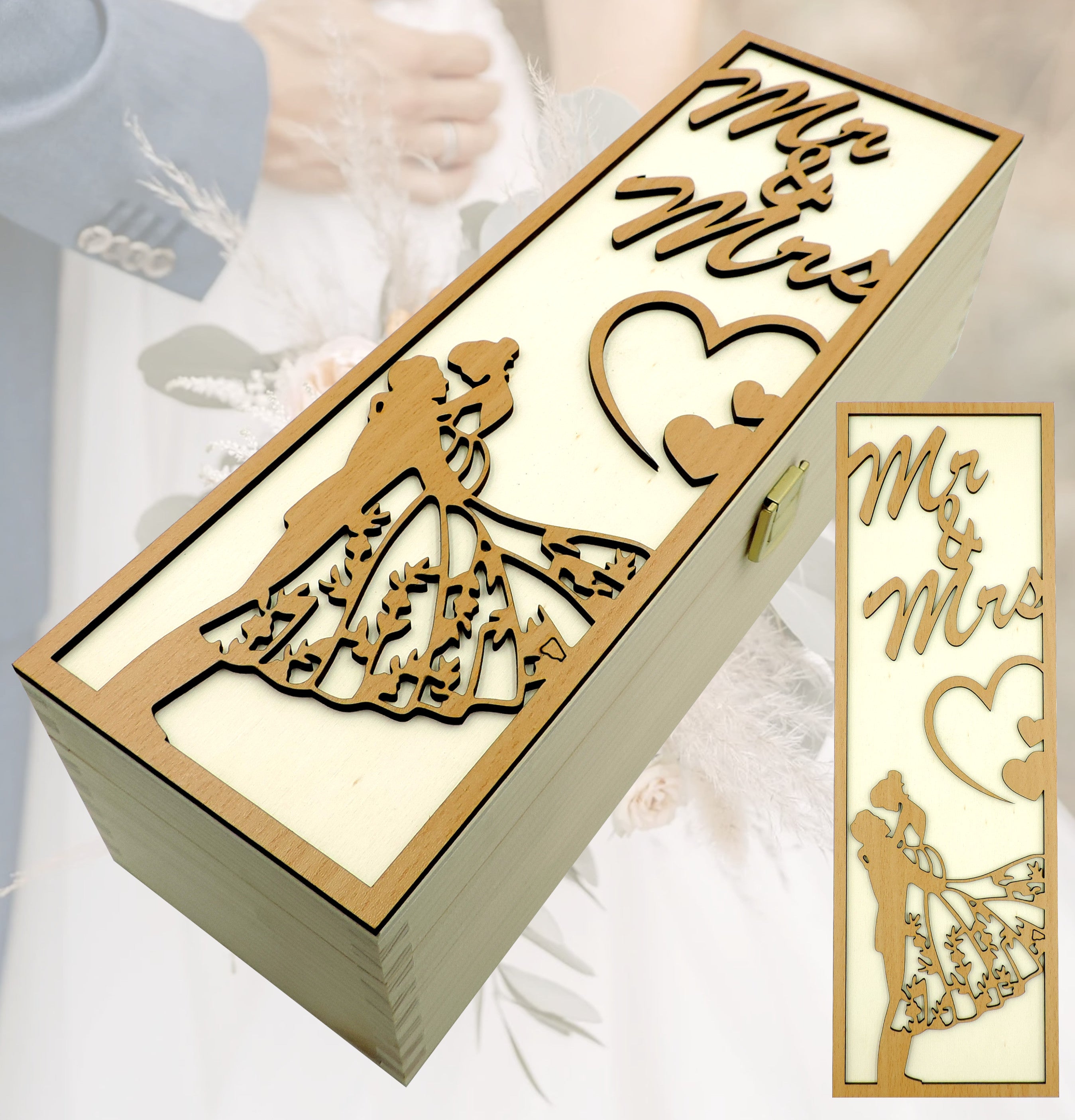 1er Holzkiste "Mr and Mrs"