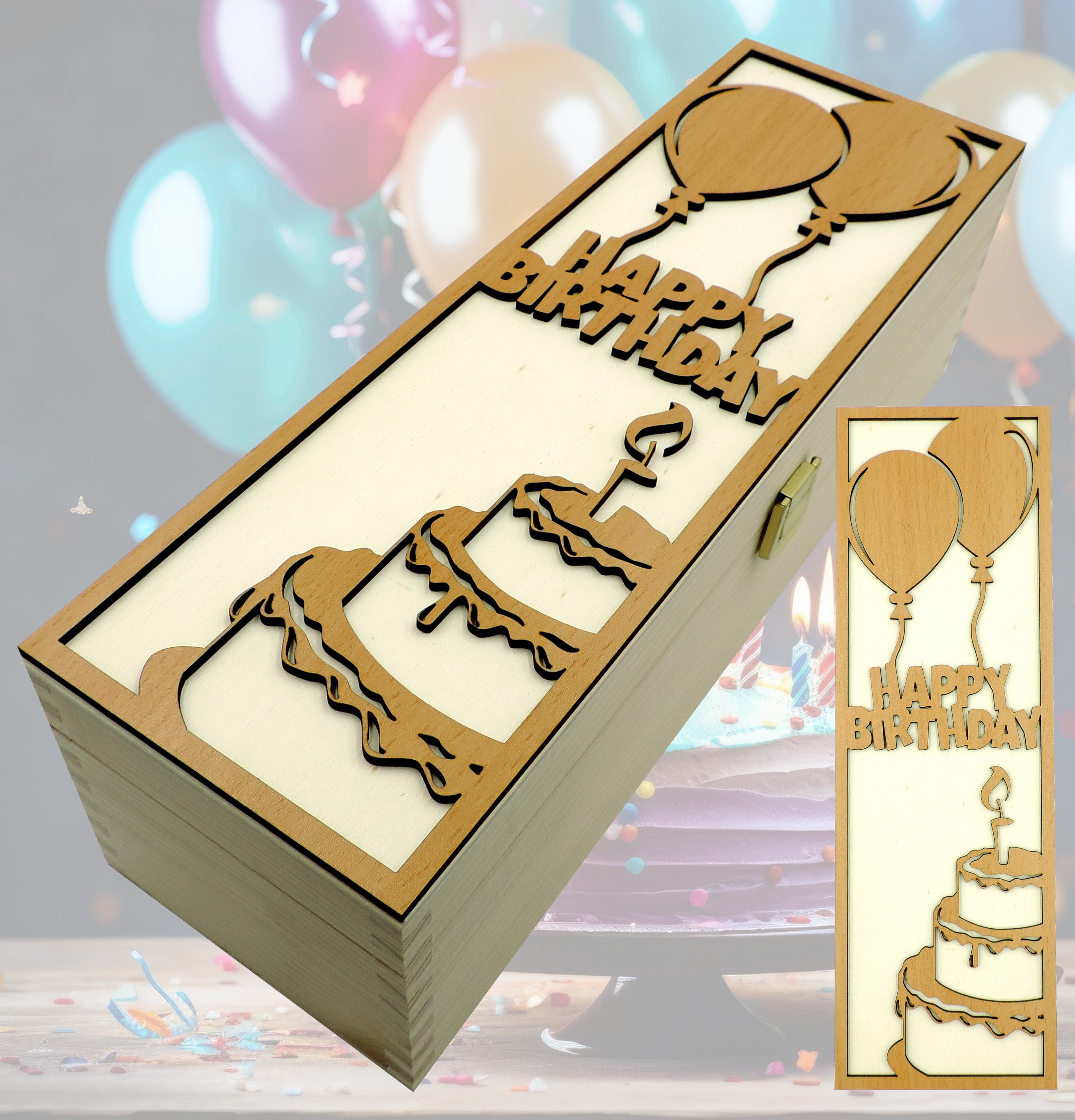 Holzkiste "Happy Birthday"